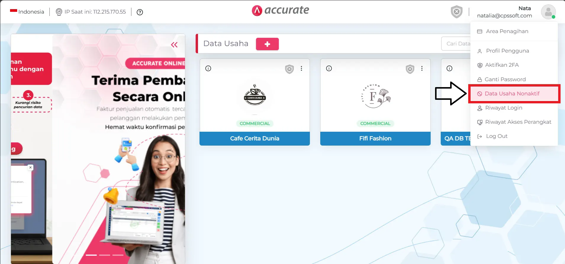 1 Memulihkan Database Accurate Online Yang Dinonaktifkan